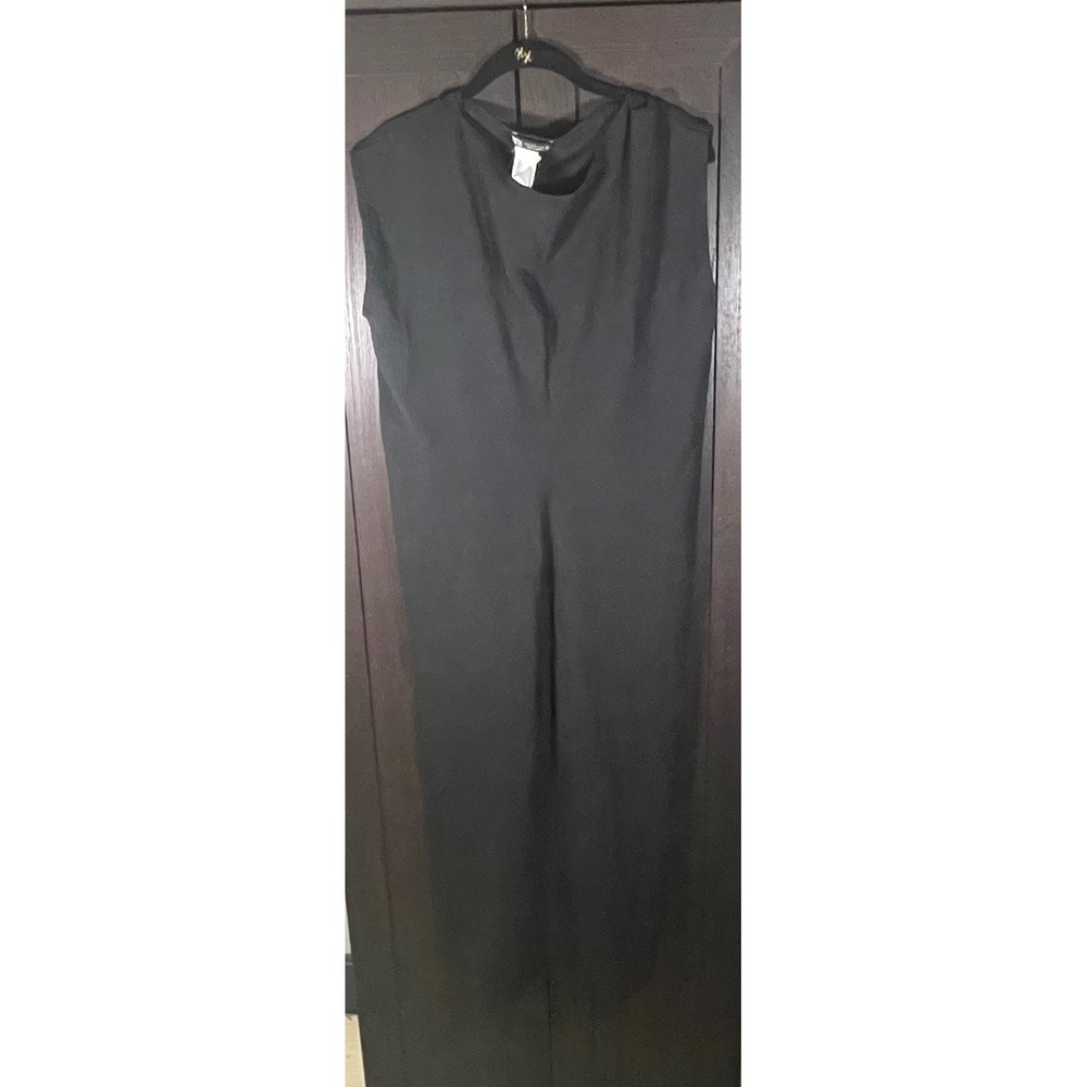 Zara Womens Black Sleeveless Midi Dress Round Neck Minimalist Size M RN 77302